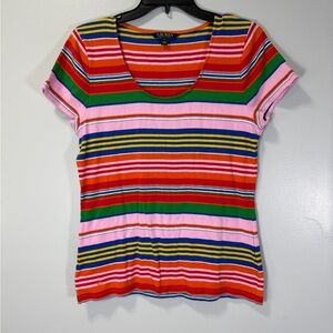 Lauren Ralph Lauren‎ Colorful Striped Short Sleeve Tee XL